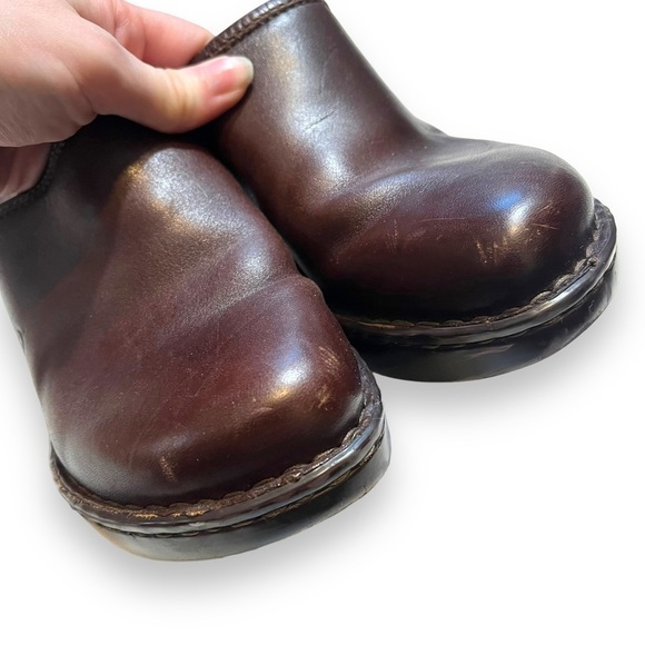 Born Mule Size 8 / 39 Wedge Heel Platform Clog Brown Leather Slip On Shoe. - Picture 3 of 8